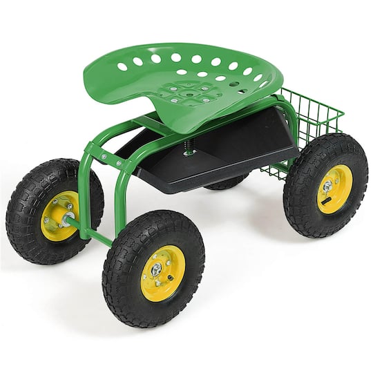 Costway Rolling Tray Gardening Planting with Work Seat Garden Cart